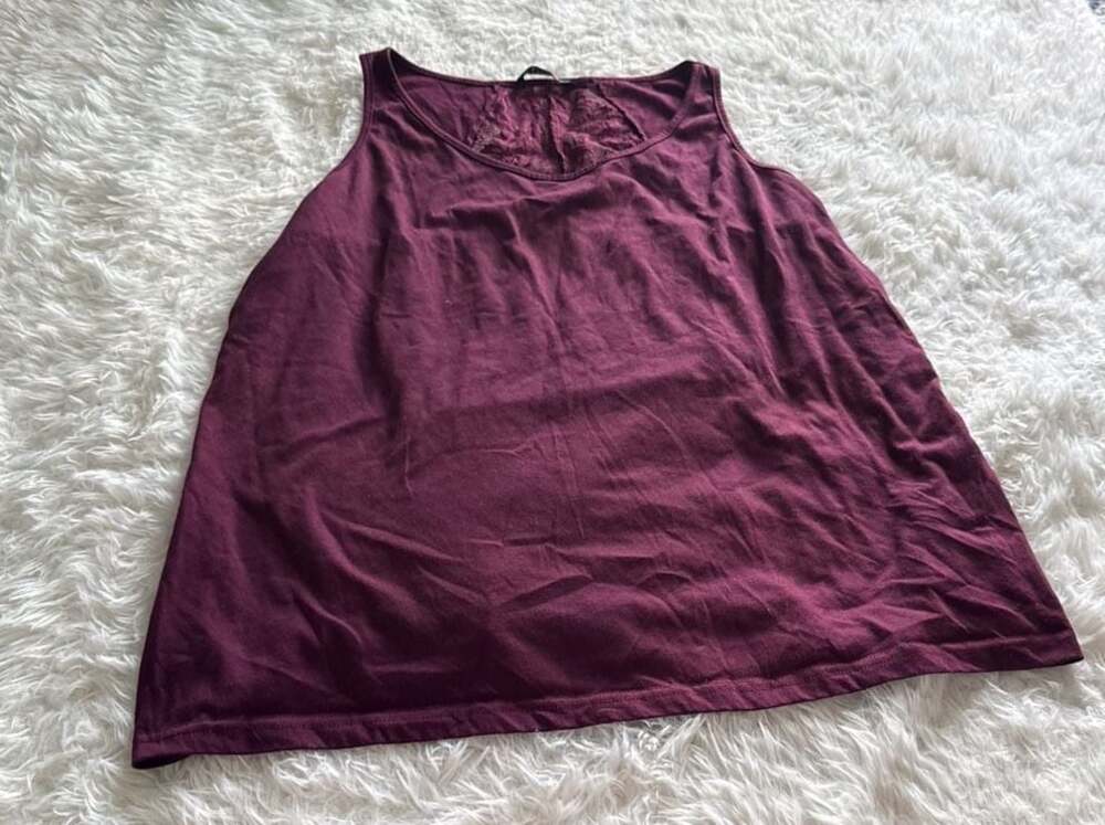 BLOOMCHIC Plus Size‎ Burgundy Lace Back Sleeveless Tank Top